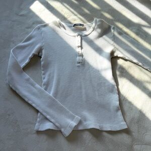Brandy Melville Cream Long Sleeve Henley